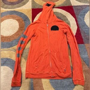 Freecity Rainbow Jump Hoodie Zip Up Sweatshirt Orange Missing Drawstring Small